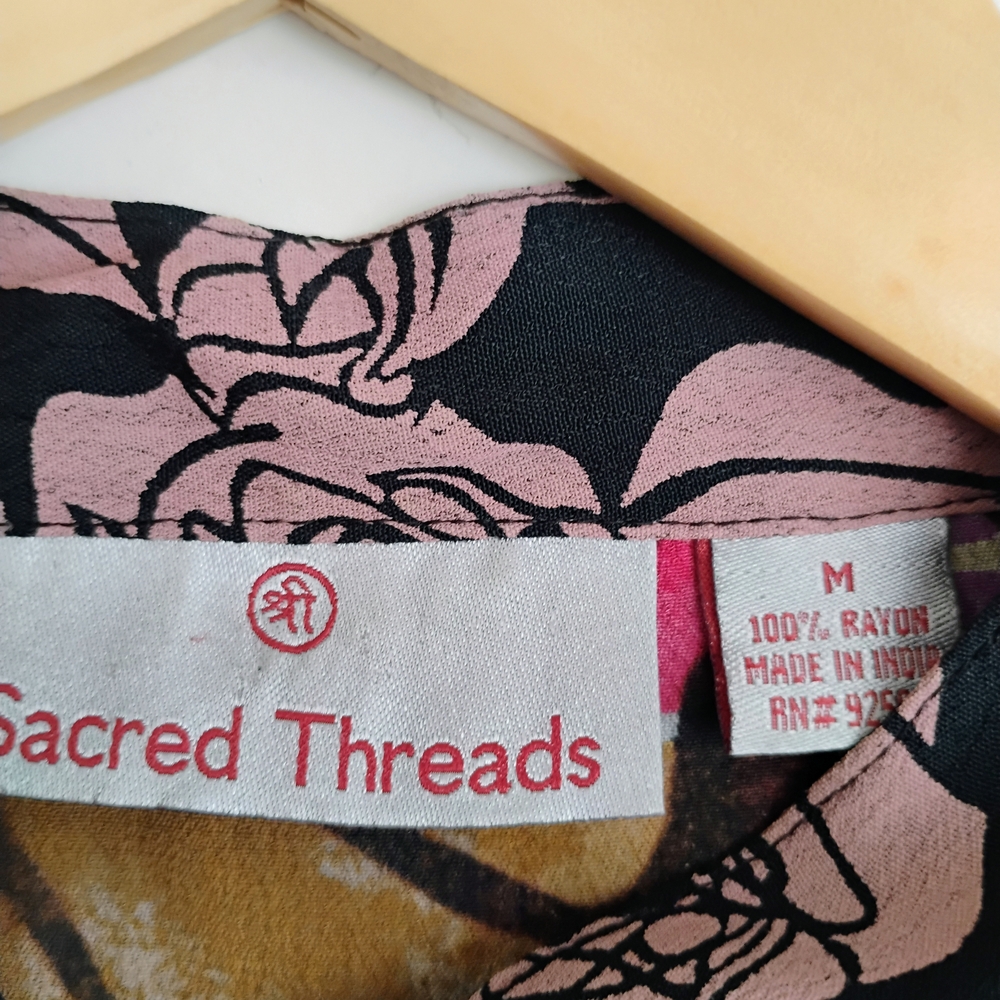 Sacred Threads Luxury Patchwork Look Button Up To… - image 3
